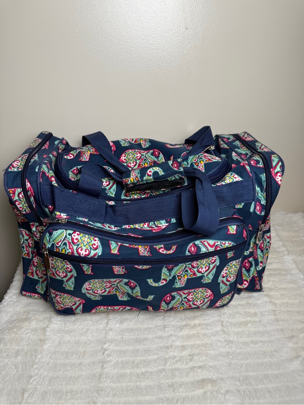 Women's Navy Paisley Travel Weekender Bag